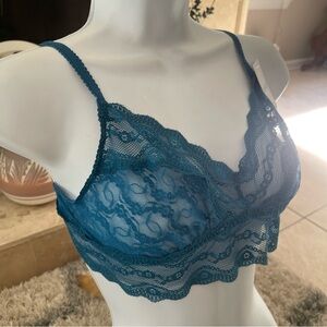 NWT b.tempt'd by Wacoal Lace Kiss Bralette Bra Size XL 910182 NEW SOFT SEXY BLUE